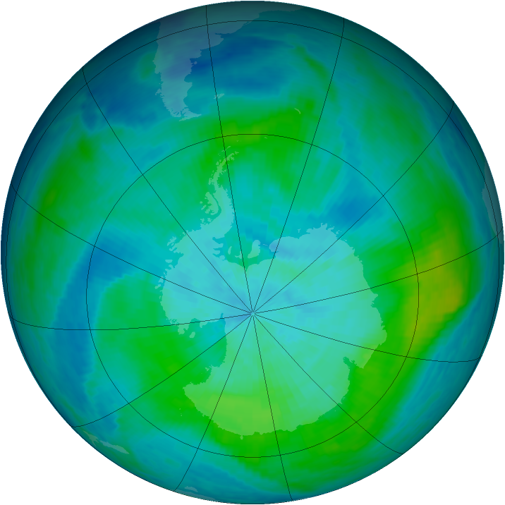 Antarctic ozone map for 03 March 1987